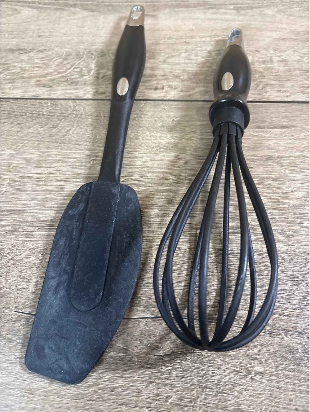 Set of Todd English Black Silicone Kitchen Spatula and Whisk